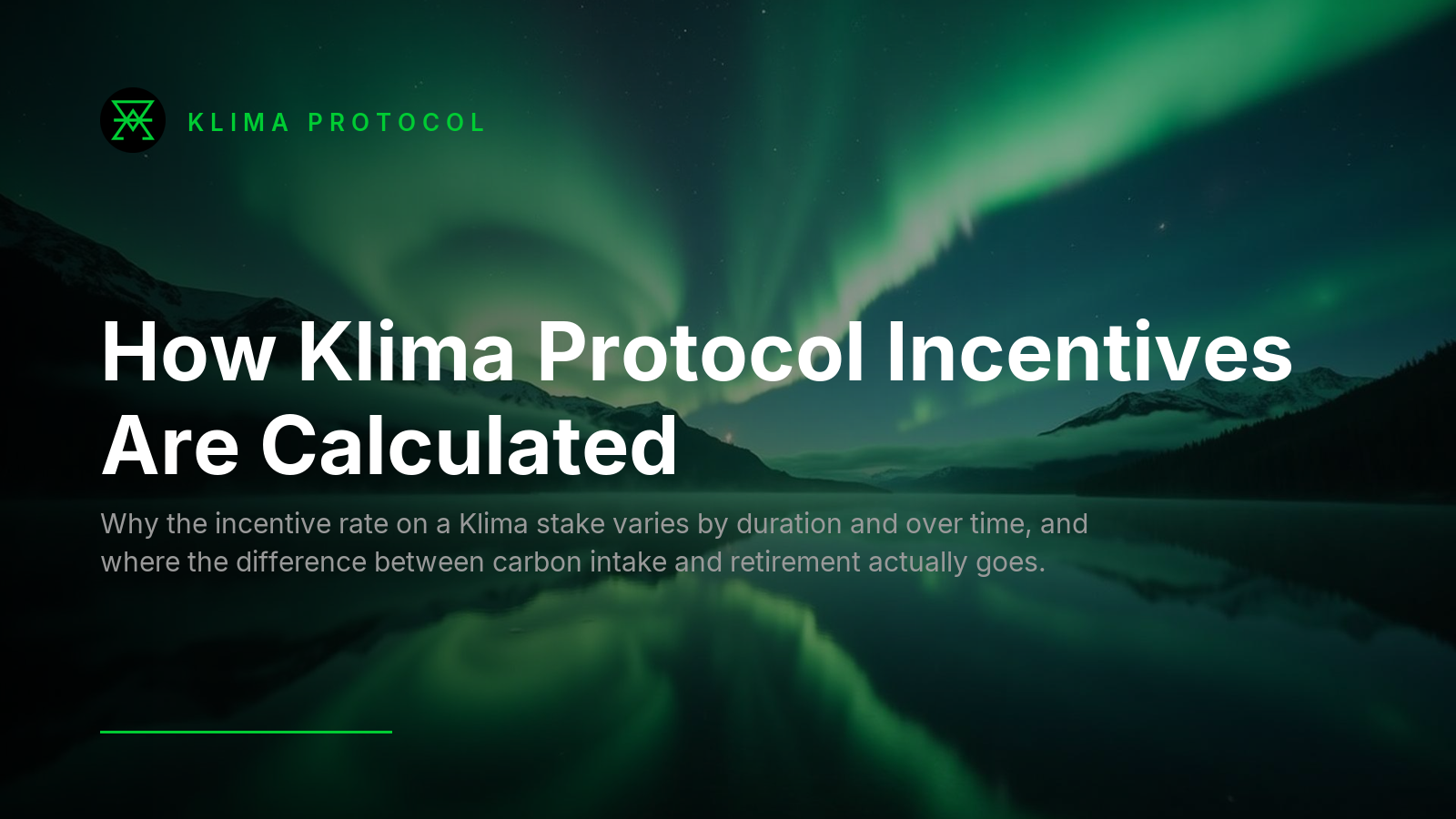 Title card for How Klima Protocol Incentives Are Calculated over Klima aurora brand artwork